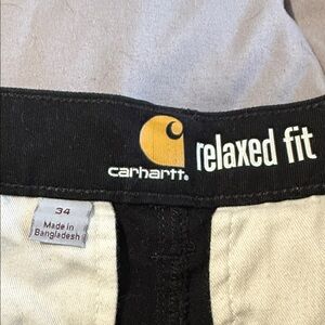 Carhartt Black and Cream Relaxed Fit Pants 34 relaxed waist